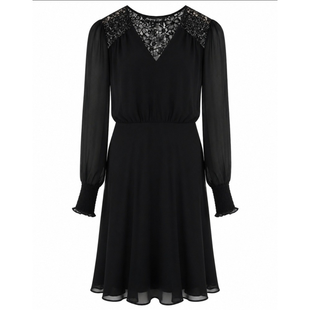 Montgomery Post Harmoni Lace Inset Dress Women Size S Black NWT